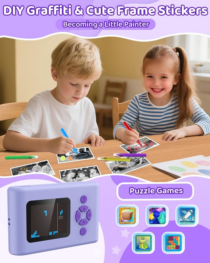 Usteetic Kids Camera Instant Print, 20MP 1080P Video Instant Print Camera for Kids with 32GB SD Card, 240 Photos Printing, Face Recognition, ABS Durable, Christmas Birthday Gifts for Ages 3-12 - Image 4